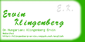 ervin klingenberg business card